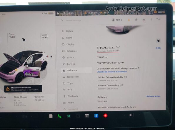 7SAYGDEF6NF469494 2022 TESLA MODEL Y White 