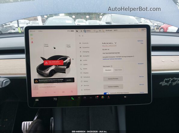 7SAYGDEF6NF492788 2022 TESLA MODEL Y Blue Widok tylnych siedzeń