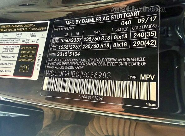 WDC0G4JB0JV036983 2018 MERCEDES-BENZ GLC-CLASS Черный Вид задней части салона