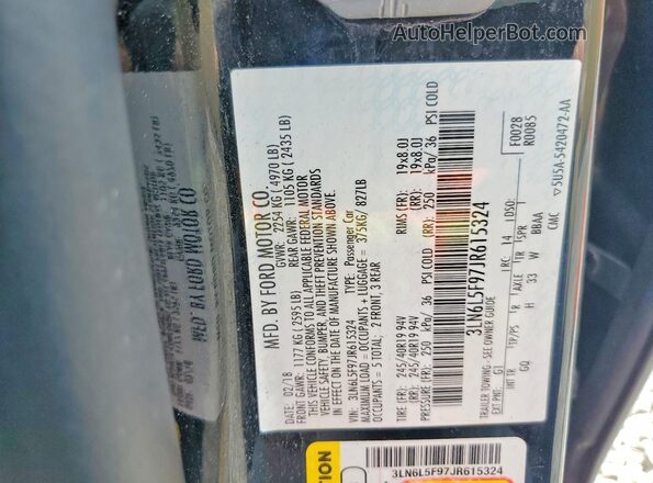 3LN6L5F97JR615324 2018 LINCOLN MKZ Черный Вид наклейки с VIN-кодом