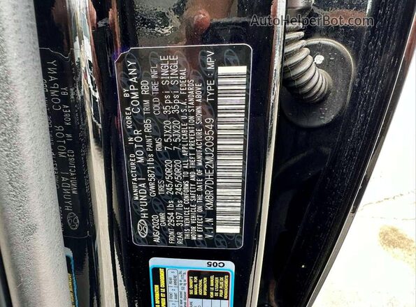 KM8R7DHE2MU209549 2021 HYUNDAI PALISADE Black Vista interior trasera