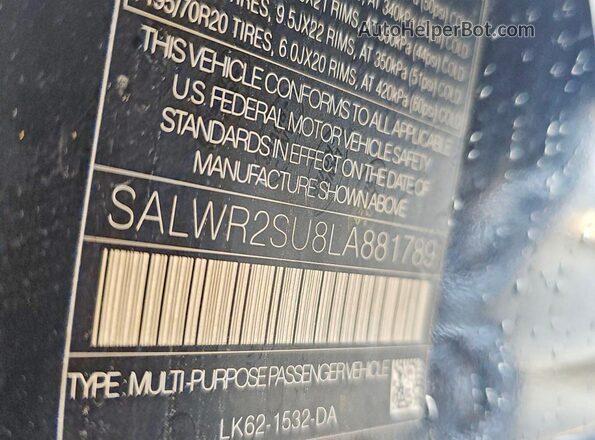 SALWR2SU8LA881789 2020 LAND ROVER RANGE Черный Вид задних сидений