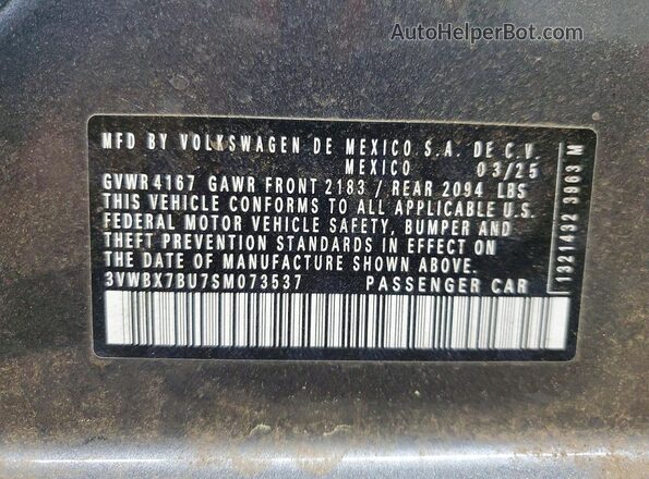 3VWBX7BU7SM073537 2025 VOLKSWAGEN JETTA Серый Вид наклейки с VIN-кодом