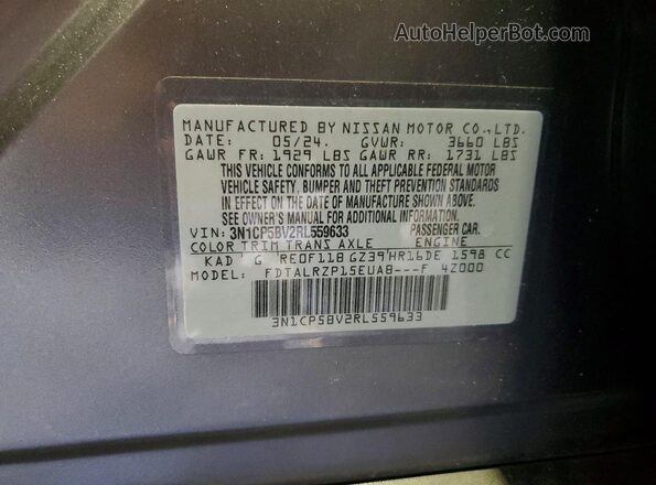 3N1CP5BV2RL559633 2024 NISSAN KICKS Charcoal Widok komory silnika