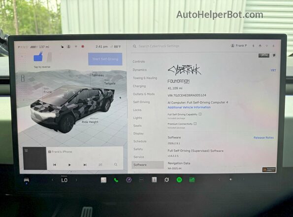 7G2CEHED6RA005124 2024 TESLA CYBERTRUCK Серый Вид щитка приборов