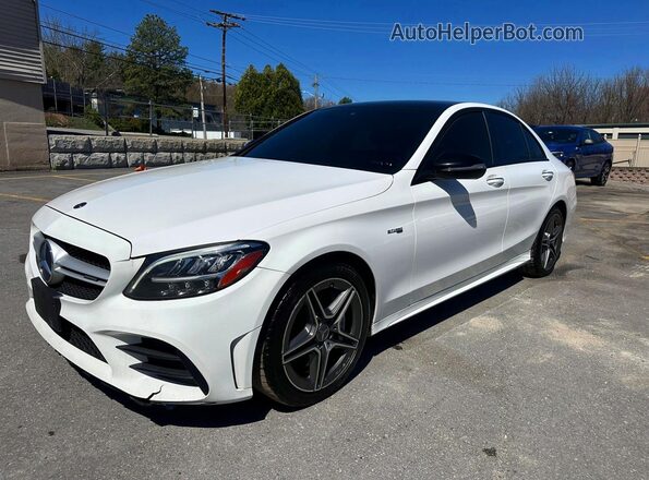 55SWF6EB3KU284846 2019 MERCEDES-BENZ C White Առջևի ձախ երեք քառորդ տեսարան