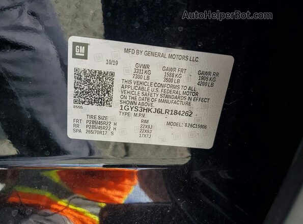 1GYS3HKJ6LR184262 2020 CADILLAC ESCALADE Черный Панорамный вид салона 360°