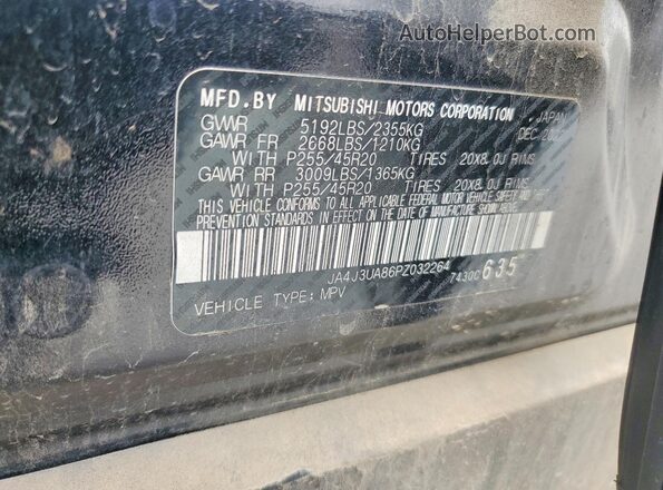 JA4J3UA86PZ032264 2023 MITSUBISHI OUTLANDER Черный Вид наклейки с VIN-кодом