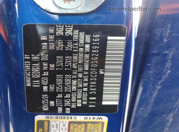 5XYK3CDF0SG289166 2025 KIA SPORTAGE Blue 
