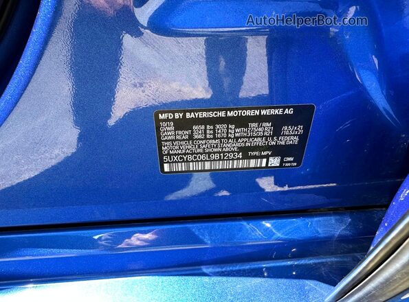5UXCY8C06L9B12934 2020 BMW X6 Синий Вид задней части салона