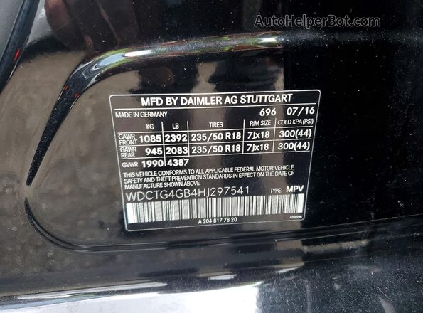WDCTG4GB4HJ297541 2017 MERCEDES-BENZ GLA-CLASS Black სალონის 360-გრადუსიანი ხედი