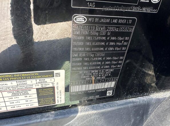 SALRG2RV0L2423093 2020 LAND ROVER DISCOVERY Black Widok wnętrza z tyłu
