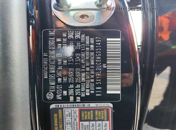 5XYRLDLC8MG051497 2021 KIA SORENTO Черный 