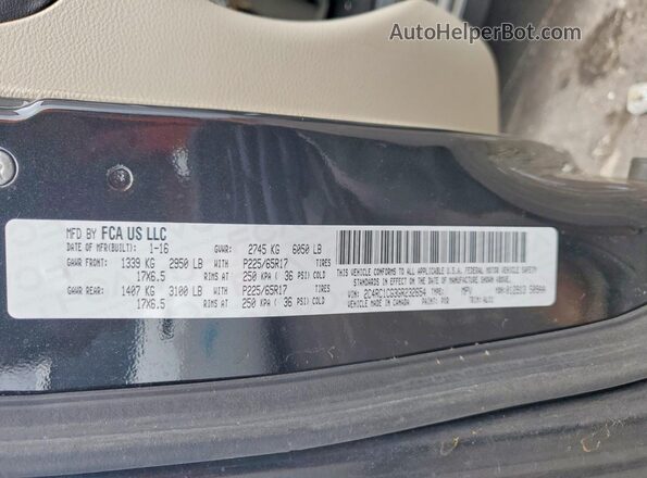 2C4RC1CG3GR232654 2016 CHRYSLER OTHER Черный Вид наклейки с VIN-кодом