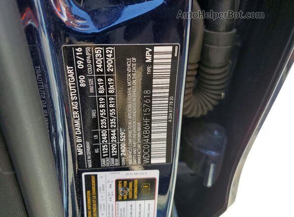 WDC0J4KB6HF157618 2017 MERCEDES-BENZ GLC-CLASS Синий Вид наклейки с VIN-кодом