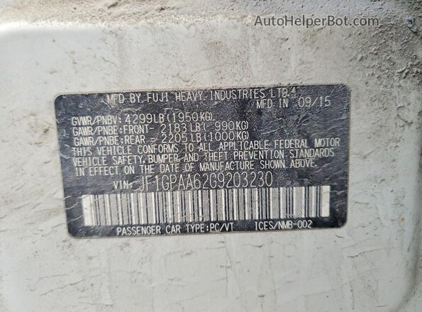 JF1GPAA62G9203230 2016 SUBARU IMPREZA White Vista del compartimento del motor