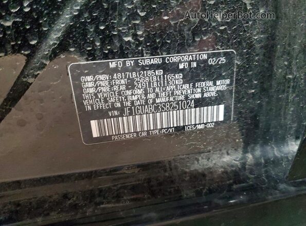 JF1GUABC3S8251024 2025 SUBARU IMPREZA Черный Вид наклейки с VIN-кодом