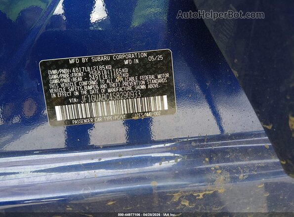 JF1GUABC4S8290933 2025 SUBARU IMPREZA Blue Widok komory silnika