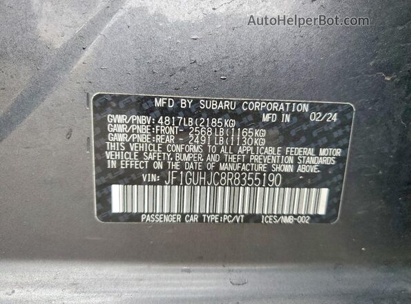 JF1GUHJC8R8355190 2024 SUBARU IMPREZA Серый Вид подкапотного пространства
