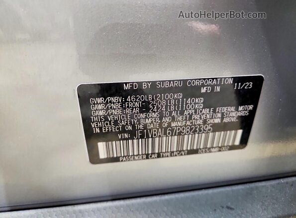 JF1VBAL67P9823395 2023 SUBARU WRX Серебряный Вид подкапотного пространства