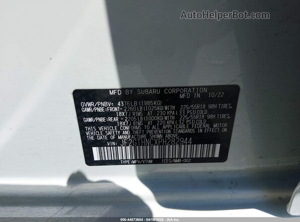 JF2GTHNCXPH282944 2023 SUBARU CROSSTREK White Widok komory silnika
