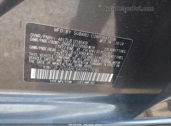 JF2GUABC6R8907836 2024 SUBARU CROSSTREK Gray Widok komory silnika