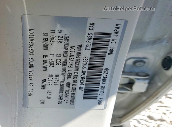 JM1DKDB76M1510883 2021 MAZDA CX-3 White VIN sticker view