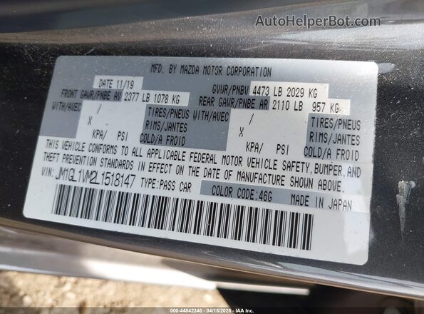 JM1GL1VM2L1518147 2020 MAZDA 6 Серый Вид подкапотного пространства