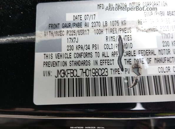 JM3KFBCL7H0198023 2017 MAZDA CX-5 Black Vista del compartimento del motor