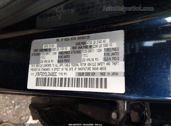 JM3KFBCM3L0848600 2020 MAZDA CX-5 Blue Widok komory silnika