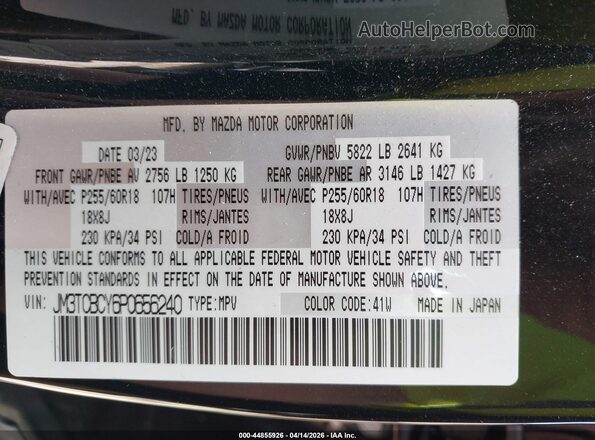 JM3TCBCY6P0656240 2023 MAZDA CX-9 Черный Вид подкапотного пространства