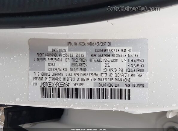 JM3TCBCYXP0651641 2023 MAZDA CX-9 Белый Вид подкапотного пространства