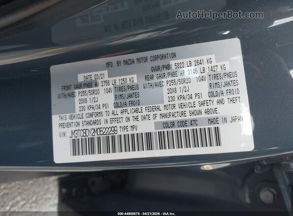JM3TCBDY2M0522299 2021 MAZDA CX-9 Синий Вид подкапотного пространства