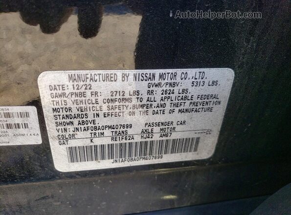 JN1AF0BA0PM407699 2023 NISSAN ARIYA Black Widok naklejki z numerem VIN