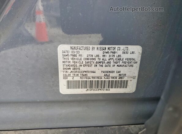 JN1DF0CD3PM701944 2023 NISSAN ARIYA Gray Widok naklejki z numerem VIN