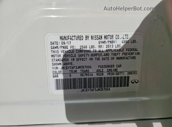 JN1EV7AP3JM357004 2018 INFINITI Q50 White Вид підкапотного простору