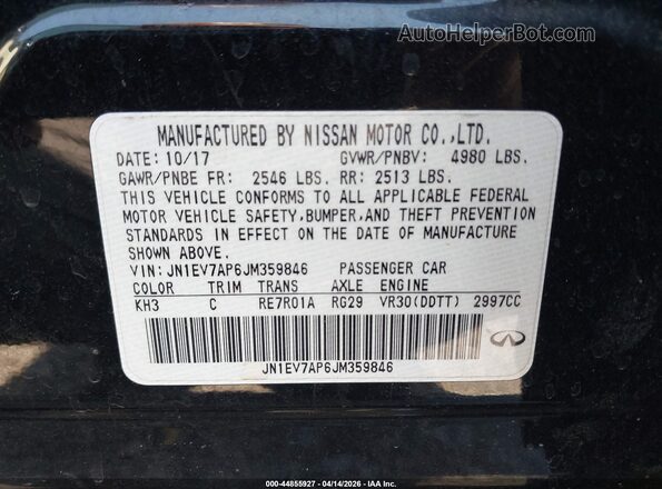JN1EV7AP6JM359846 2018 INFINITI Q50 Black Вид підкапотного простору
