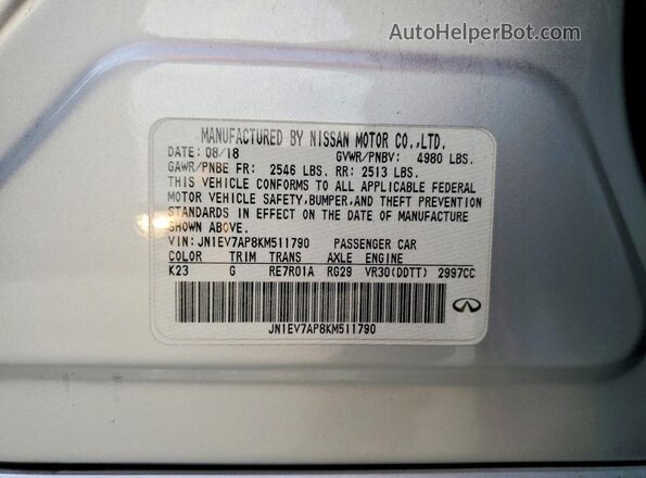 JN1EV7AP8KM511790 2019 INFINITI Q50 Silver Շարժիչի բաժամունքի տեսք