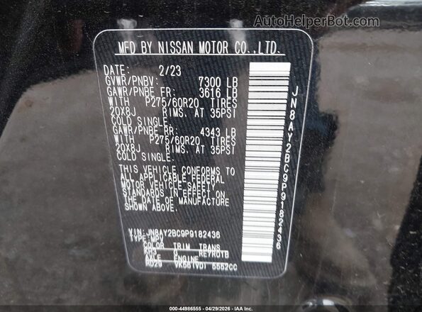JN8AY2BC9P9182436 2023 NISSAN ARMADA Черный Вид подкапотного пространства