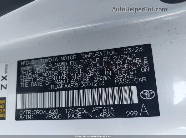 JTDAFAAF3P3001213 2023 TOYOTA CROWN White Вид підкапотного простору