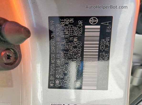 JTDBVRBD9KA007637 2019 TOYOTA MIRAI Silver Widok komory silnika