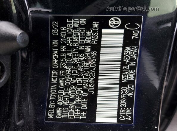 JTDS4MCE5NJ096768 2022 TOYOTA LL Black Widok komory silnika