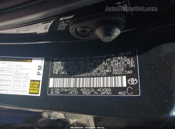 JTDS4MCE5P3518125 2023 TOYOTA LL Black Vista del compartimento del motor