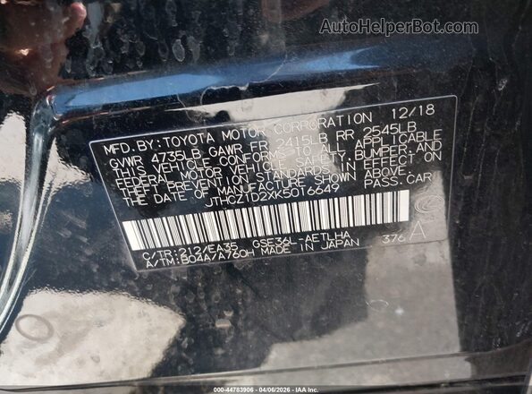 JTHCZ1D2XK5016649 2019 LEXUS IS 350 Черный Вид подкапотного пространства