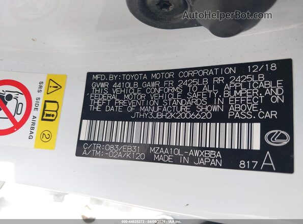 JTHY3JBH2K2006620 2019 LEXUS UX 200 White Շարժիչի բաժամունքի տեսք