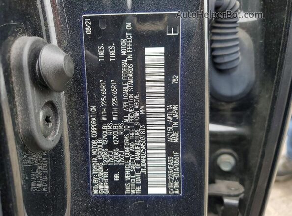JTJDARDZ5M5031813 2021 LEXUS NX Черный Вид наклейки с VIN-кодом