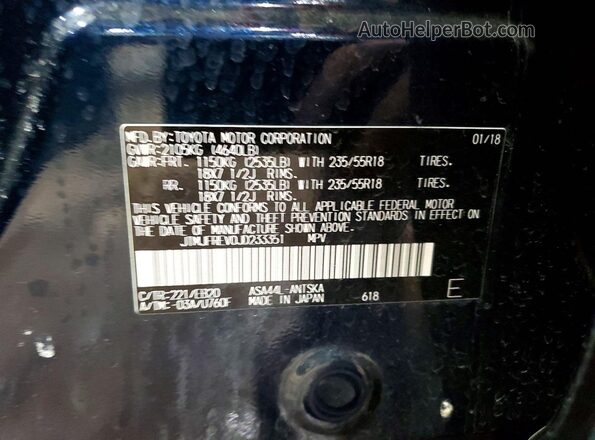 JTMJFREV0JD233351 2018 TOYOTA RAV4 Black VIN კოდის სტიკერის ხედი
