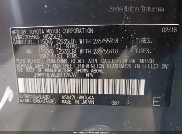 JTMYFREV6JD117876 2018 TOYOTA LIMITED Серый Вид подкапотного пространства