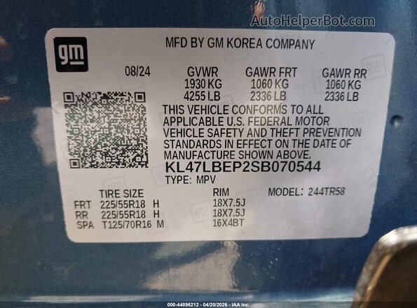 KL47LBEP2SB070544 2025 BUICK OTHER Blue ძრავის განყოფილების ხედი