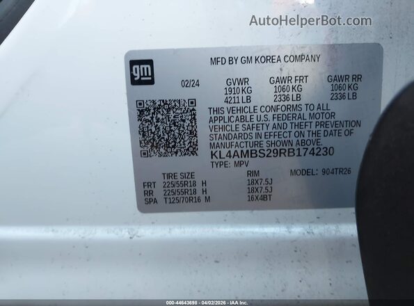 KL4AMBS29RB174230 2024 BUICK ENCORE Белый Вид подкапотного пространства